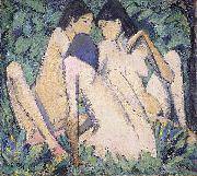 Otto Mueller Three Girls in a Wood Sweden oil painting artist